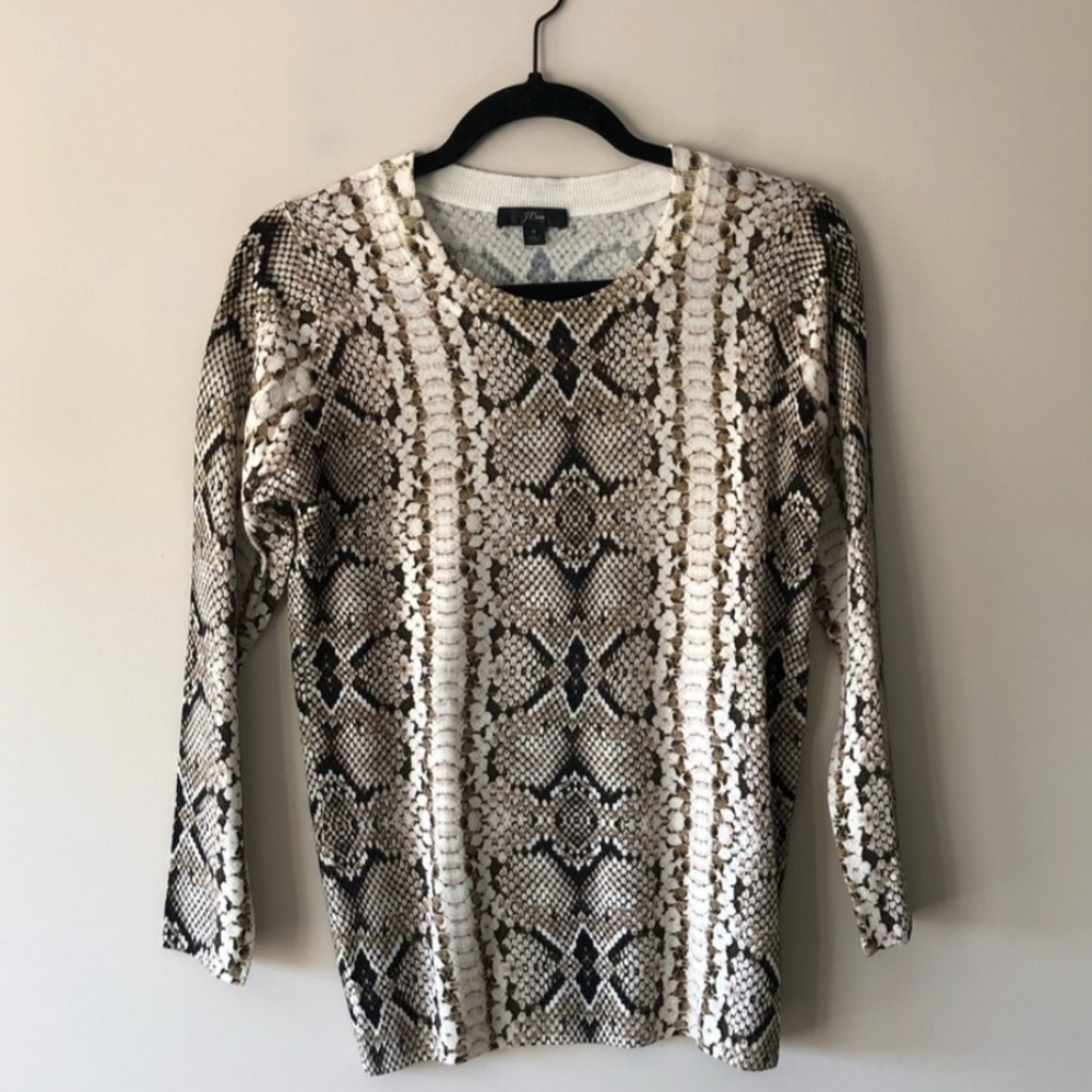J Crew Merino Wool Sweater - Python Snake Print - Picture 3 of 7